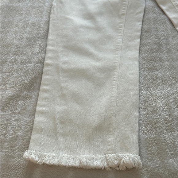 Habitat Women's White Stretch Denim Cropped Fringe-Hem Jeans, Size 10 - Picture 7 of 9